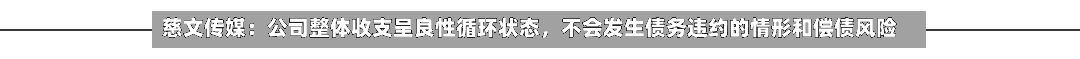 慈文传媒：公司整体收支呈良性循环状态，不会发生债务违约的情形和偿债风险-第2张图片